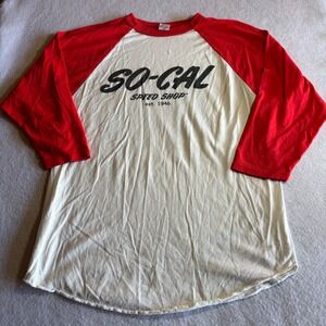 Vintage So Cal Speed Shop Mens Adult L Baseball T Shirt Red White Est 1946